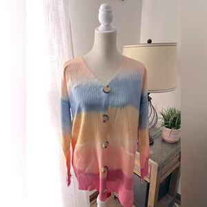 NWOT Pink Lily Colorful Gradient Women's cardigan